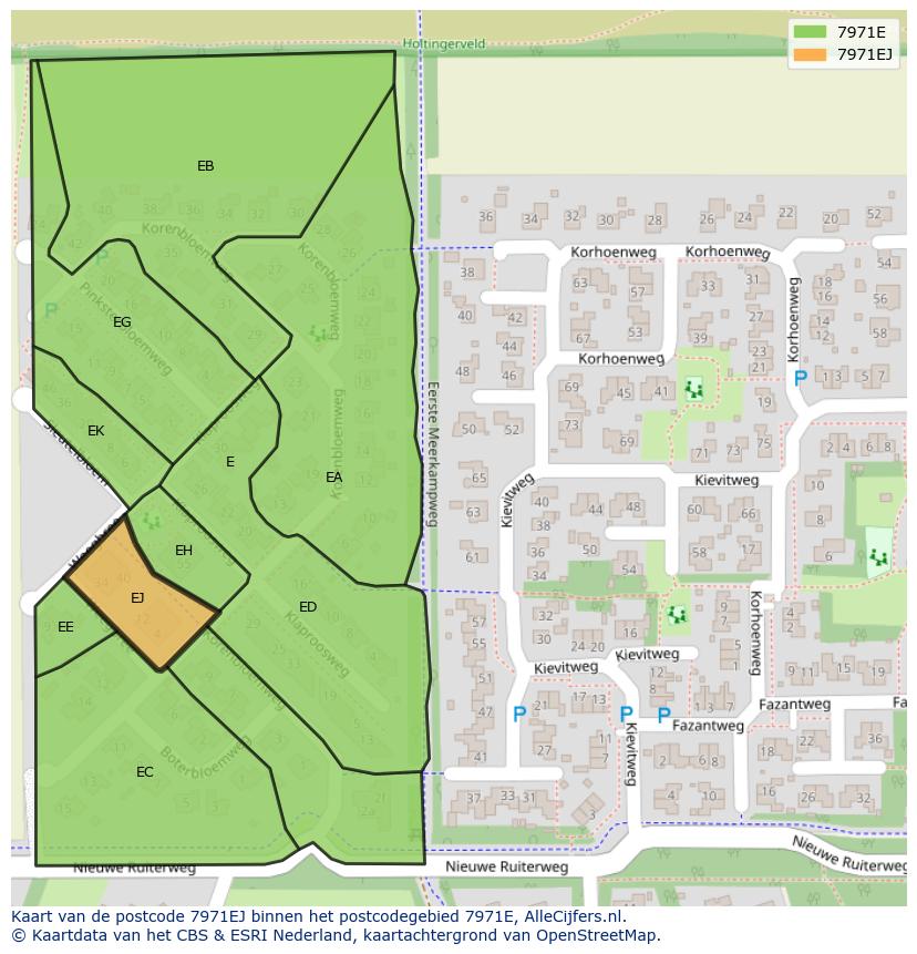 Afbeelding van het postcodegebied 7971 EJ op de kaart.