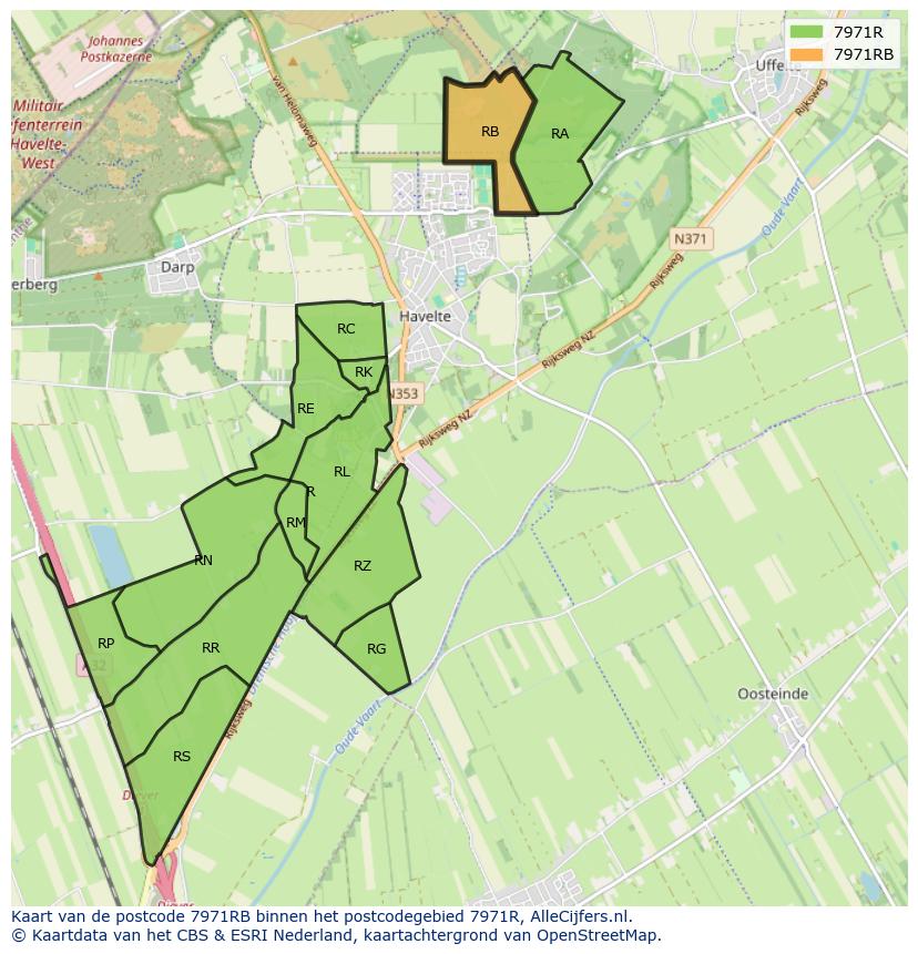 Afbeelding van het postcodegebied 7971 RB op de kaart.