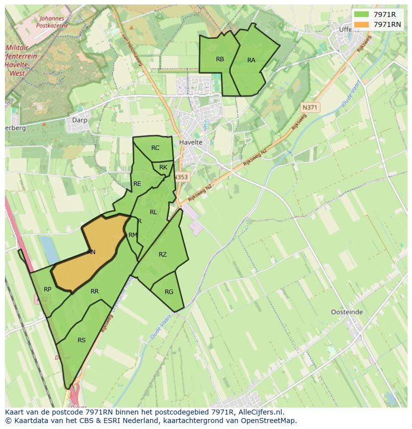 Afbeelding van het postcodegebied 7971 RN op de kaart.