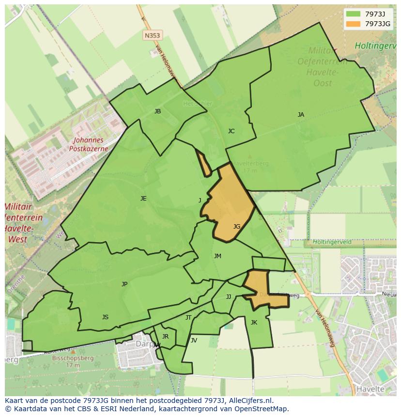 Afbeelding van het postcodegebied 7973 JG op de kaart.