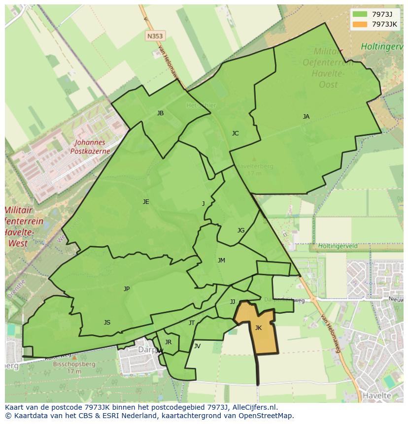 Afbeelding van het postcodegebied 7973 JK op de kaart.