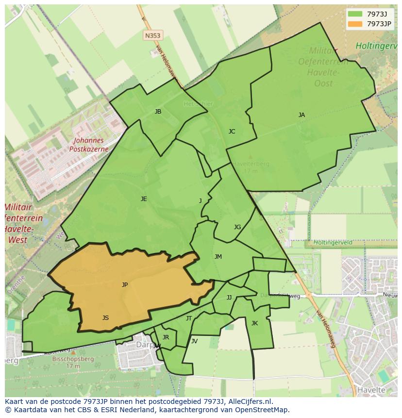 Afbeelding van het postcodegebied 7973 JP op de kaart.