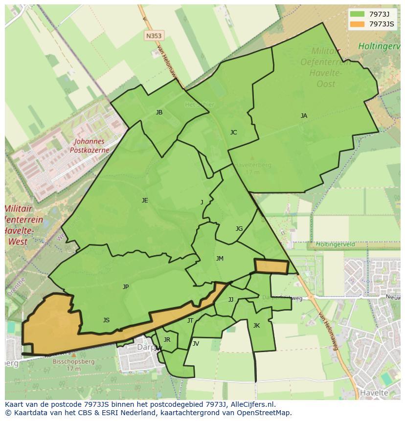 Afbeelding van het postcodegebied 7973 JS op de kaart.