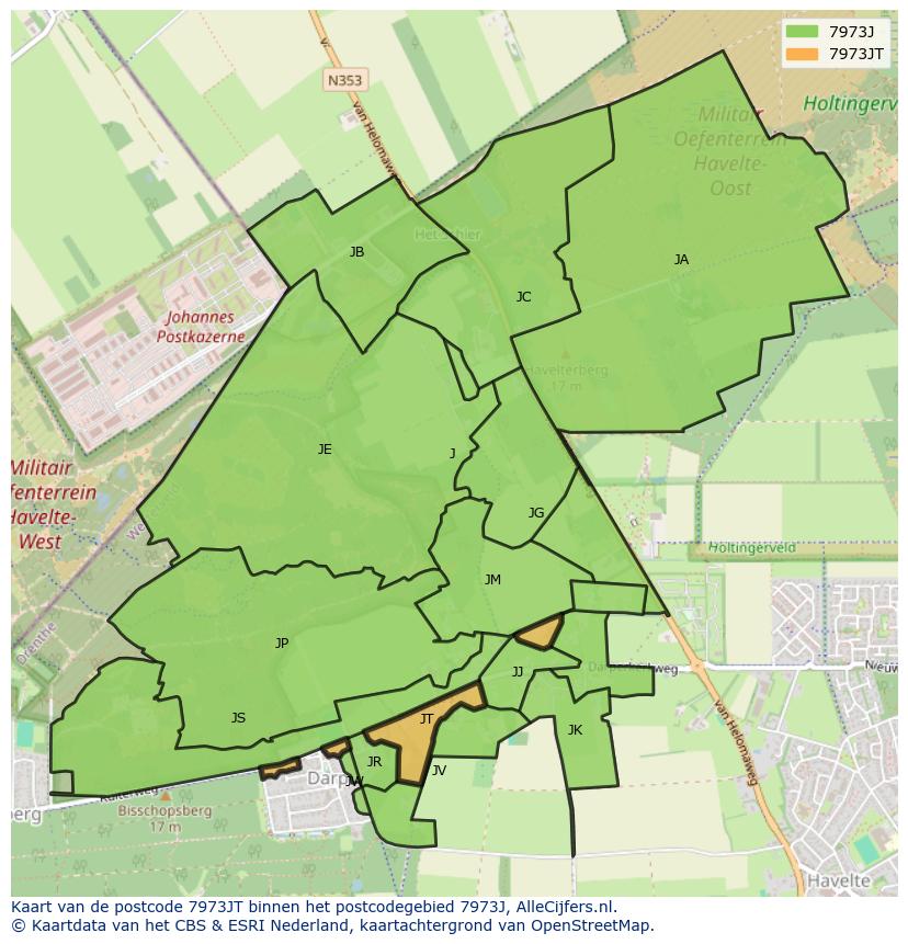 Afbeelding van het postcodegebied 7973 JT op de kaart.
