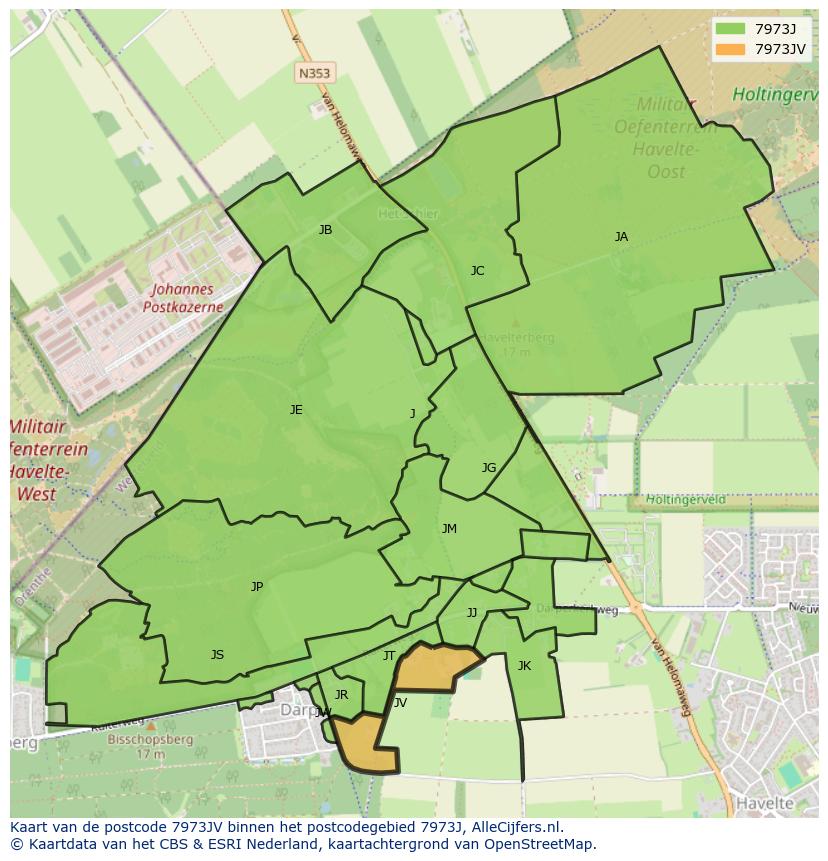 Afbeelding van het postcodegebied 7973 JV op de kaart.