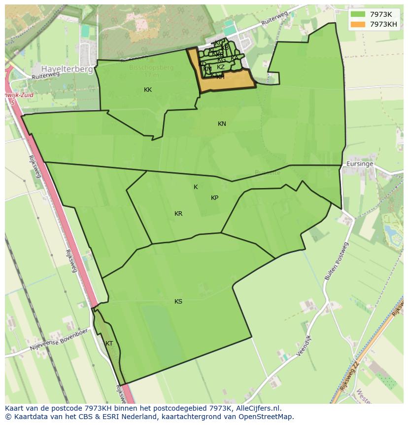 Afbeelding van het postcodegebied 7973 KH op de kaart.