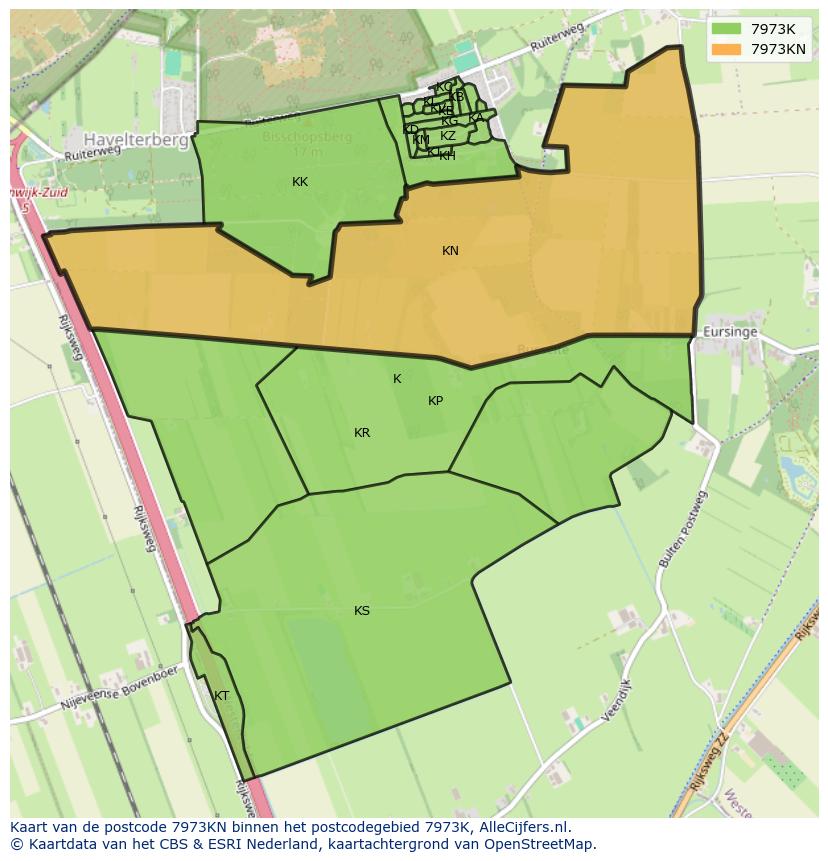 Afbeelding van het postcodegebied 7973 KN op de kaart.