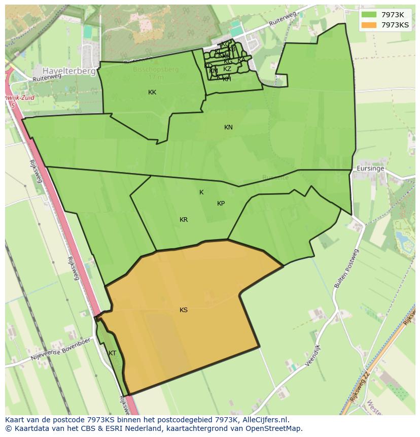 Afbeelding van het postcodegebied 7973 KS op de kaart.