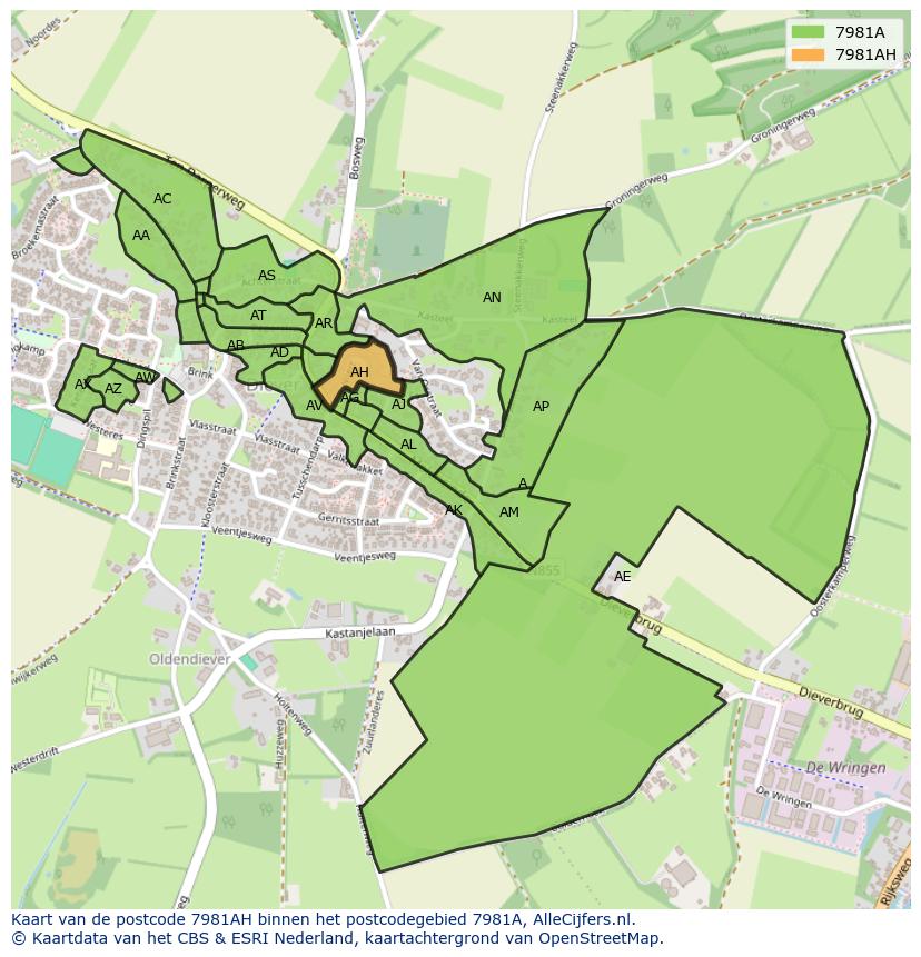 Afbeelding van het postcodegebied 7981 AH op de kaart.