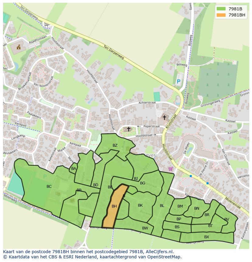 Afbeelding van het postcodegebied 7981 BH op de kaart.