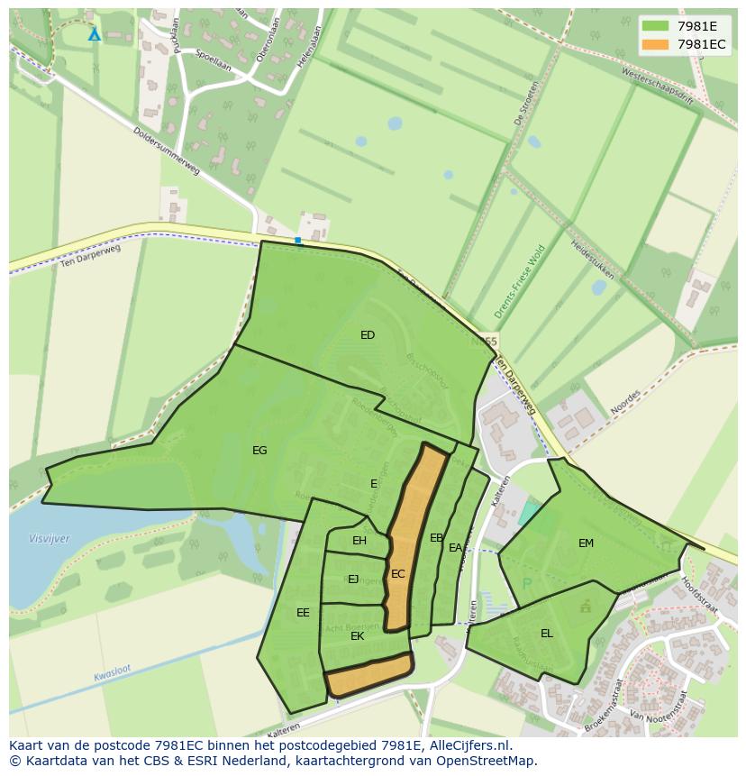 Afbeelding van het postcodegebied 7981 EC op de kaart.