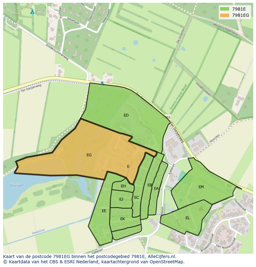 Afbeelding van het postcodegebied 7981 EG op de kaart.
