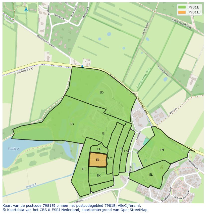 Afbeelding van het postcodegebied 7981 EJ op de kaart.