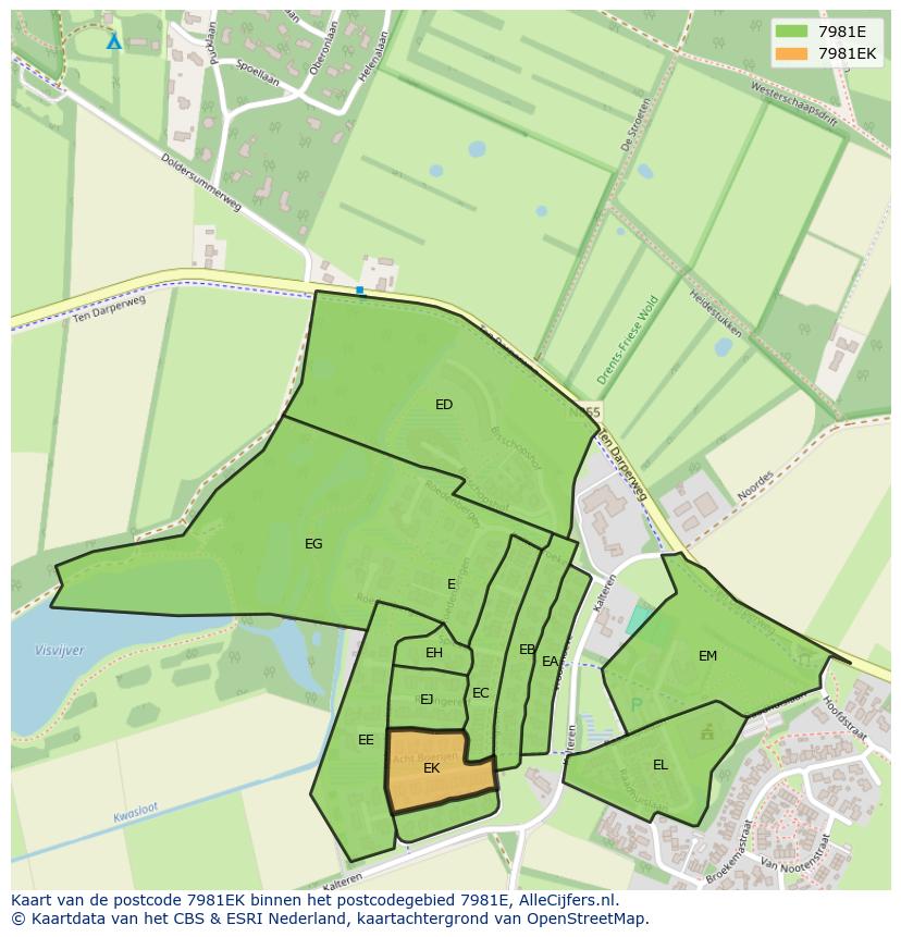 Afbeelding van het postcodegebied 7981 EK op de kaart.