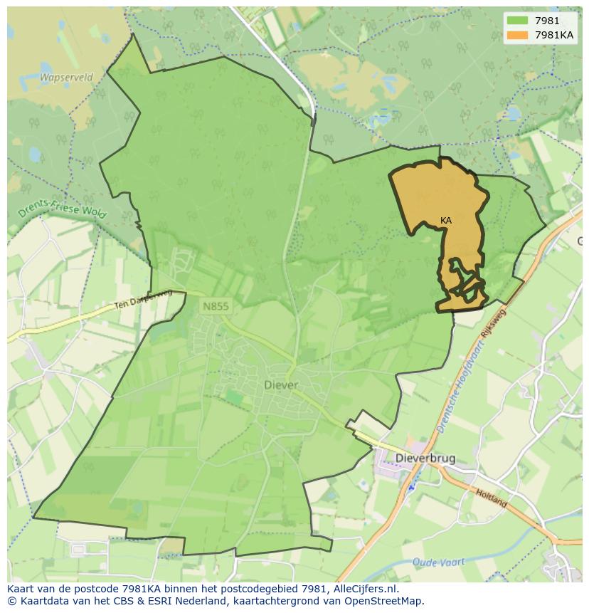 Afbeelding van het postcodegebied 7981 KA op de kaart.