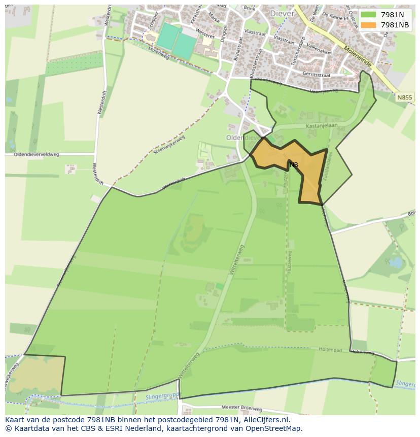 Afbeelding van het postcodegebied 7981 NB op de kaart.