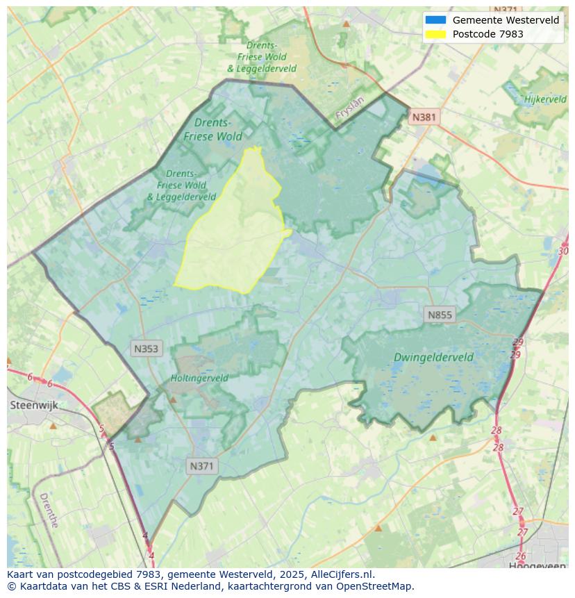 Afbeelding van het postcodegebied 7983 op de kaart.