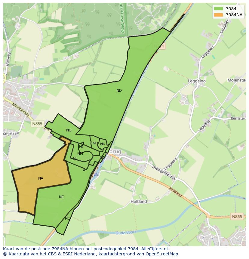 Afbeelding van het postcodegebied 7984 NA op de kaart.