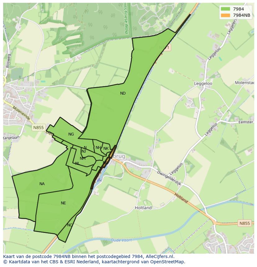 Afbeelding van het postcodegebied 7984 NB op de kaart.