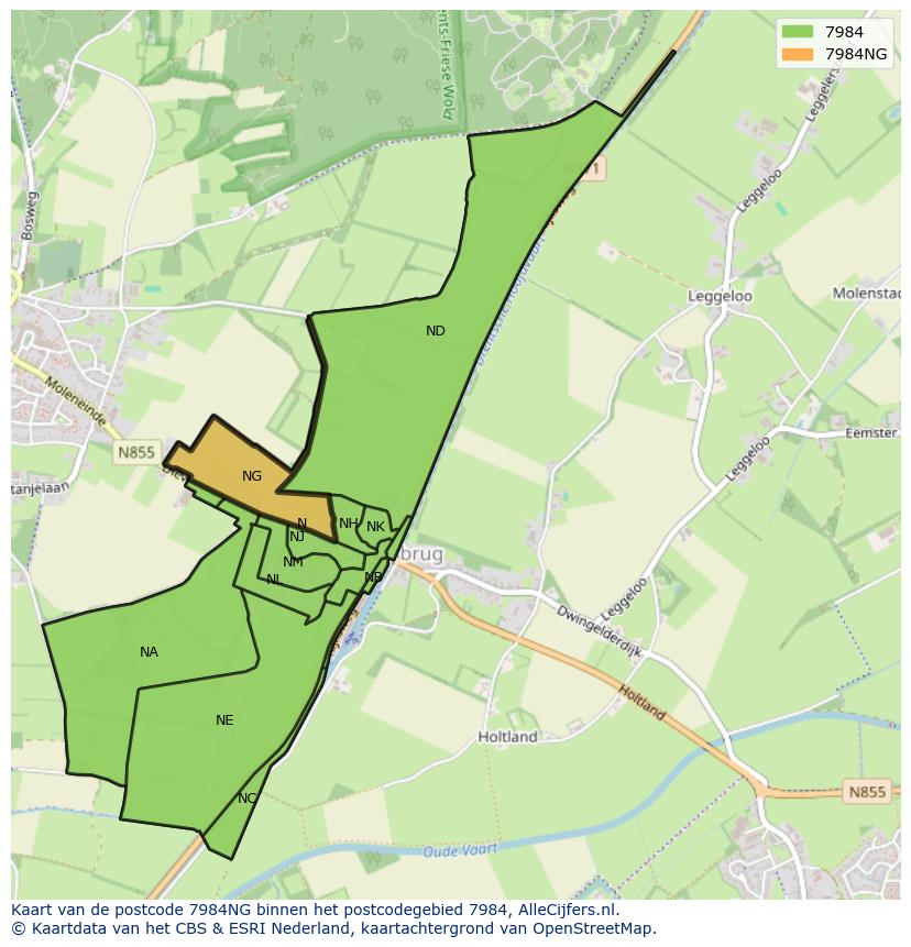 Afbeelding van het postcodegebied 7984 NG op de kaart.