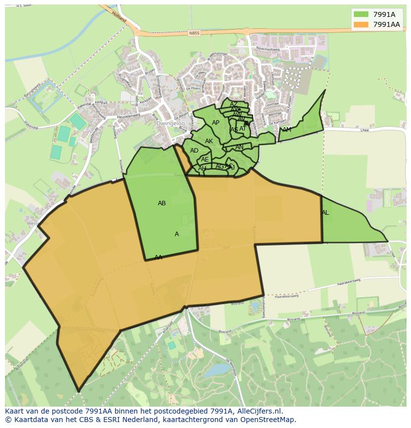 Afbeelding van het postcodegebied 7991 AA op de kaart.