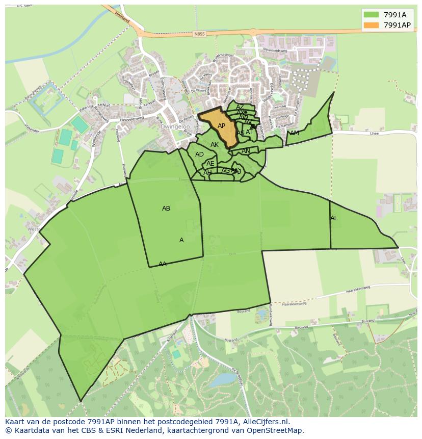 Afbeelding van het postcodegebied 7991 AP op de kaart.