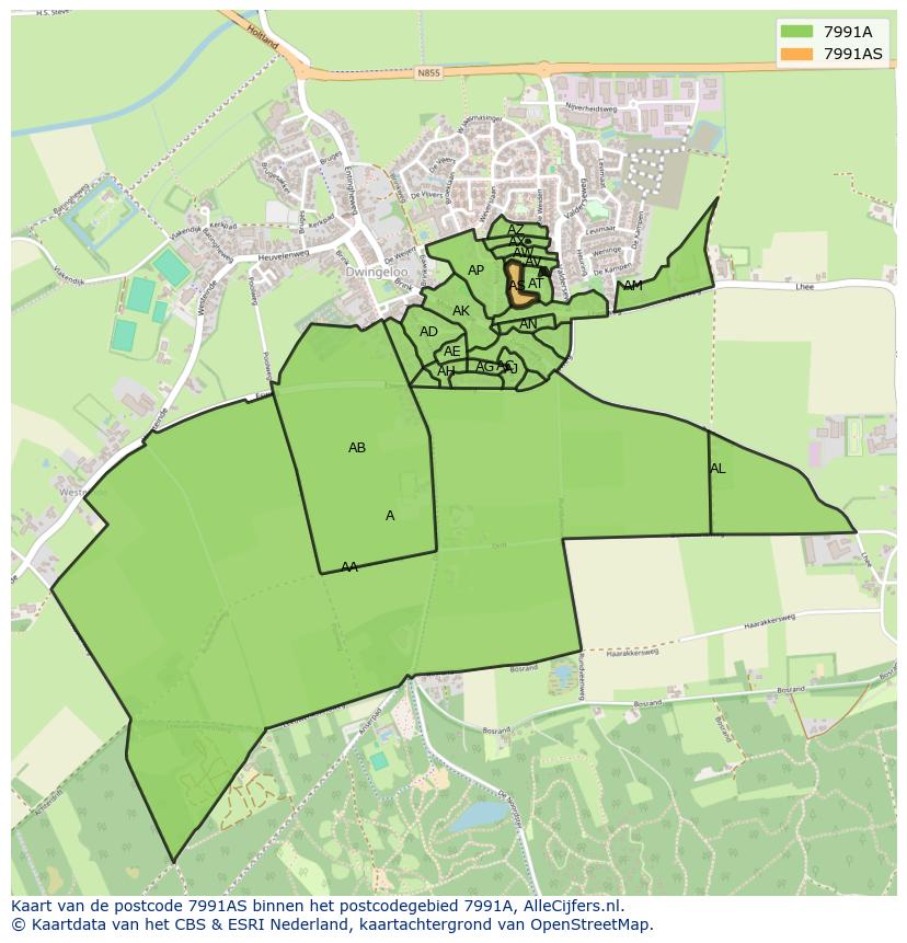 Afbeelding van het postcodegebied 7991 AS op de kaart.