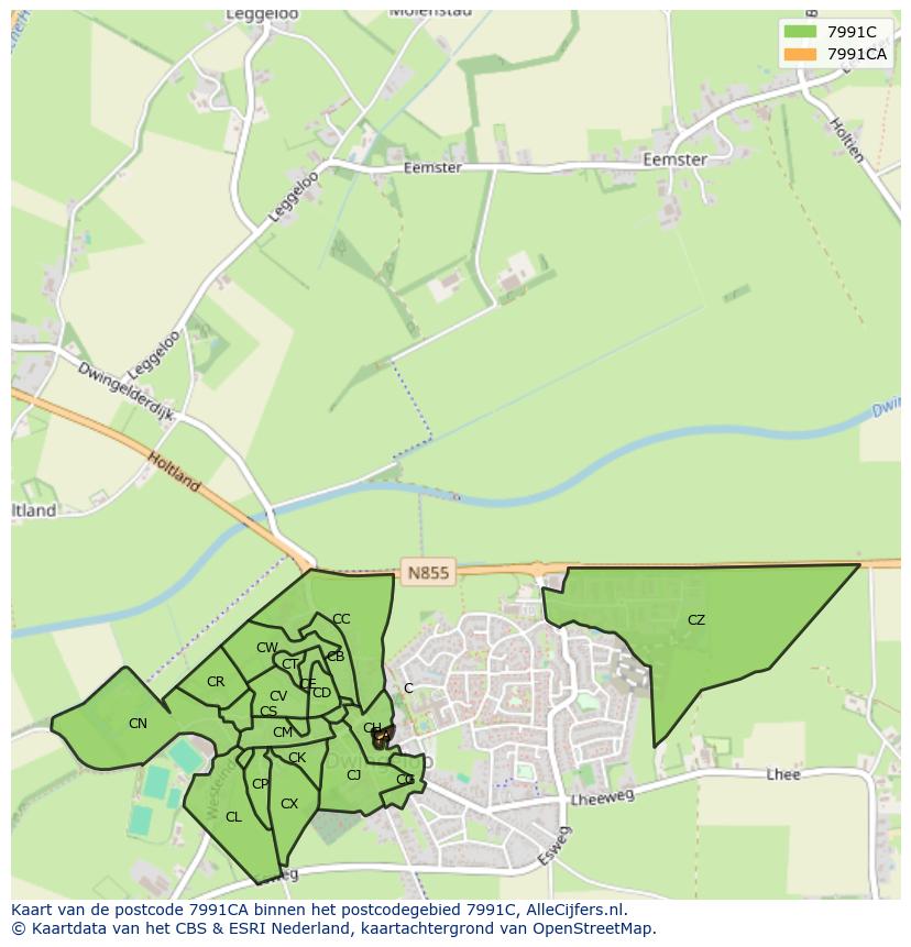Afbeelding van het postcodegebied 7991 CA op de kaart.