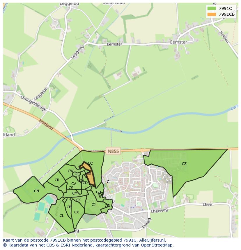 Afbeelding van het postcodegebied 7991 CB op de kaart.