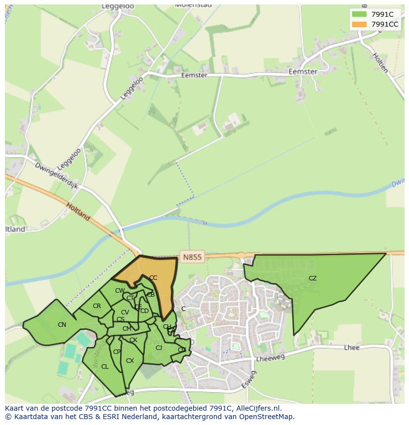 Afbeelding van het postcodegebied 7991 CC op de kaart.