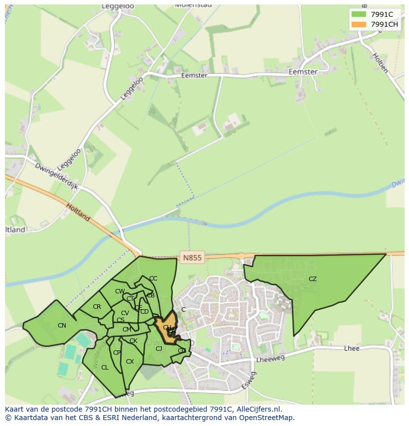 Afbeelding van het postcodegebied 7991 CH op de kaart.