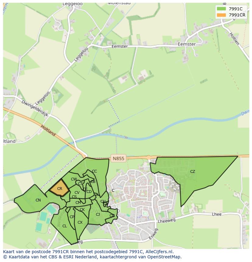 Afbeelding van het postcodegebied 7991 CR op de kaart.