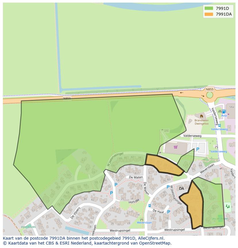 Afbeelding van het postcodegebied 7991 DA op de kaart.