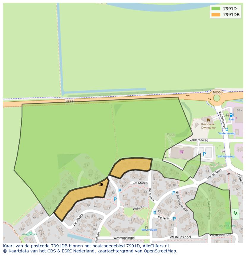 Afbeelding van het postcodegebied 7991 DB op de kaart.