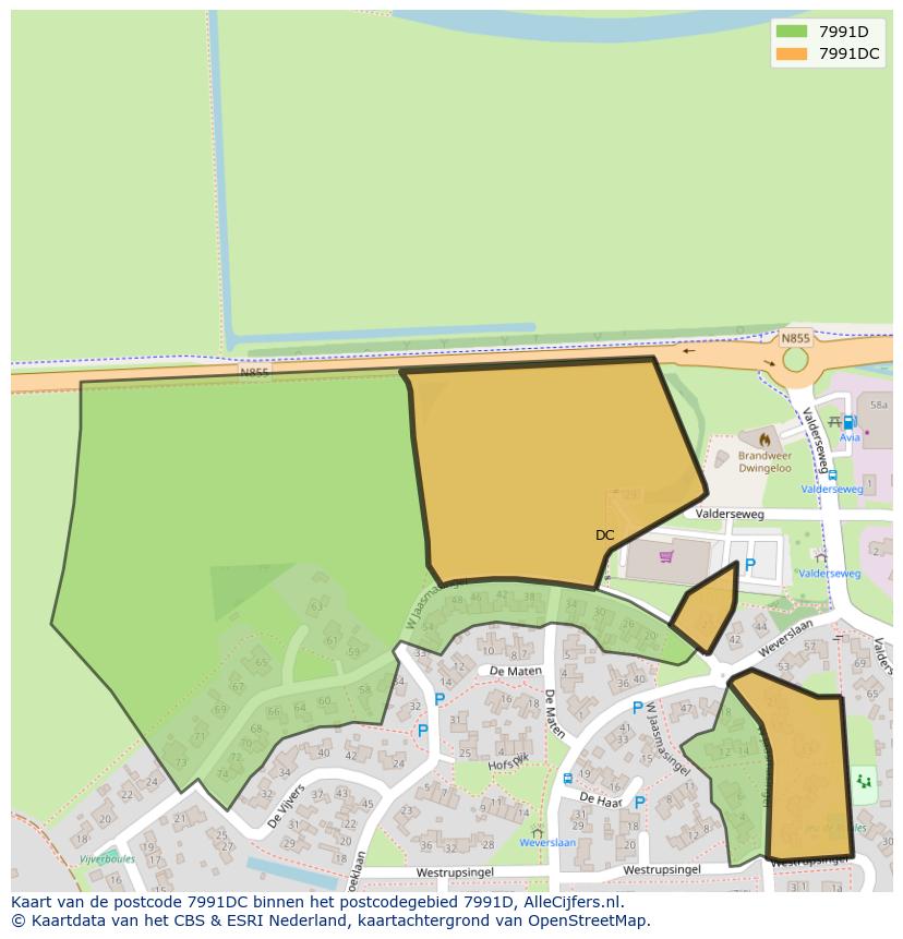 Afbeelding van het postcodegebied 7991 DC op de kaart.