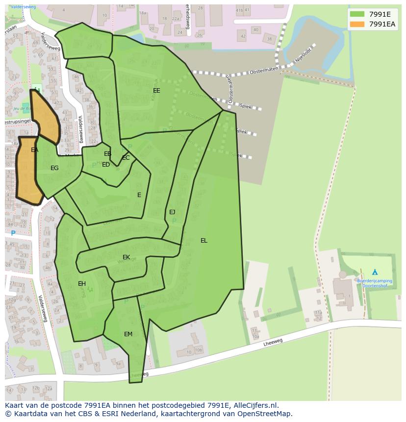 Afbeelding van het postcodegebied 7991 EA op de kaart.