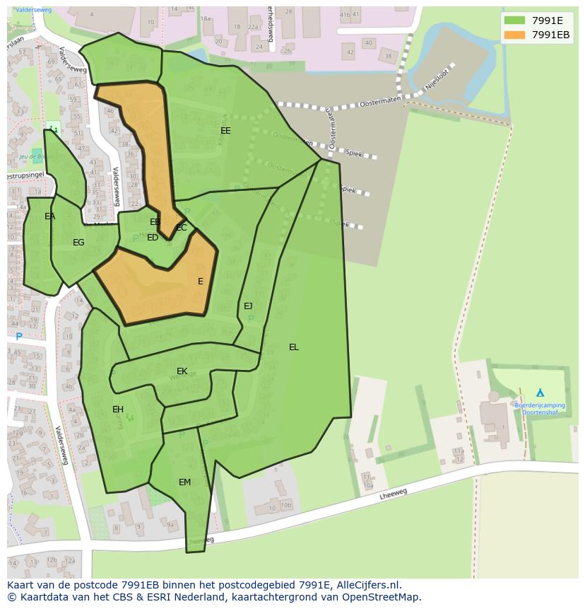 Afbeelding van het postcodegebied 7991 EB op de kaart.