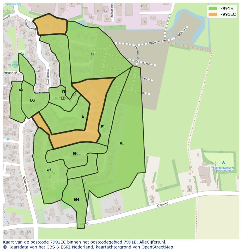Afbeelding van het postcodegebied 7991 EC op de kaart.