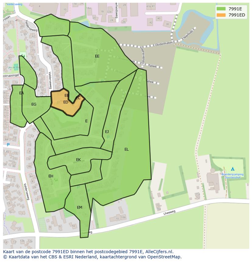 Afbeelding van het postcodegebied 7991 ED op de kaart.