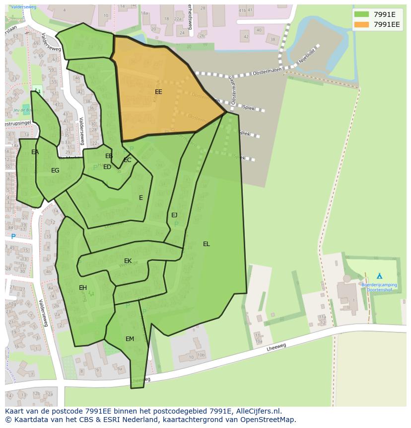 Afbeelding van het postcodegebied 7991 EE op de kaart.
