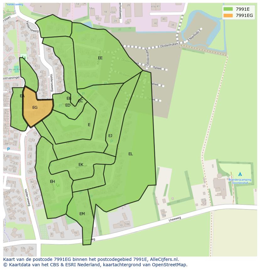 Afbeelding van het postcodegebied 7991 EG op de kaart.