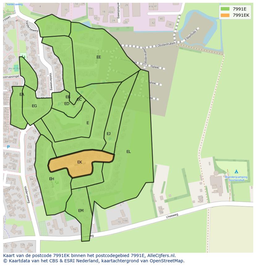 Afbeelding van het postcodegebied 7991 EK op de kaart.
