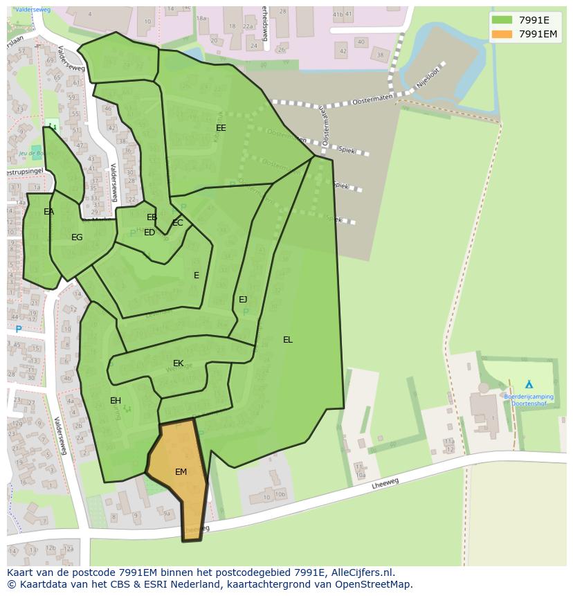 Afbeelding van het postcodegebied 7991 EM op de kaart.