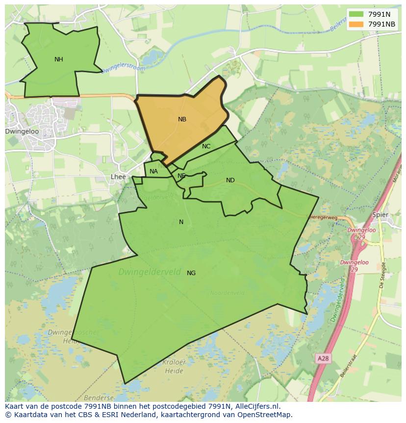 Afbeelding van het postcodegebied 7991 NB op de kaart.