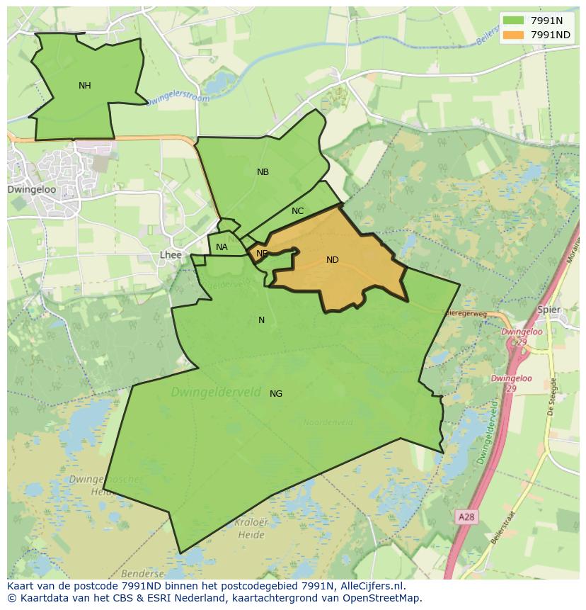 Afbeelding van het postcodegebied 7991 ND op de kaart.