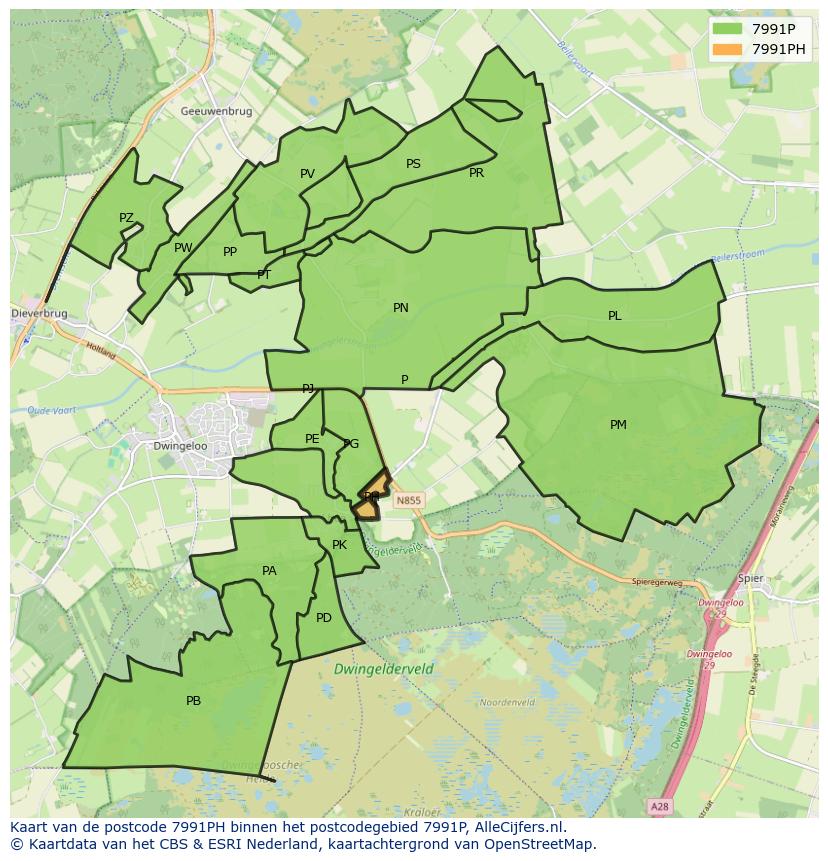 Afbeelding van het postcodegebied 7991 PH op de kaart.
