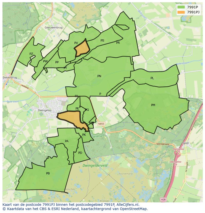 Afbeelding van het postcodegebied 7991 PJ op de kaart.
