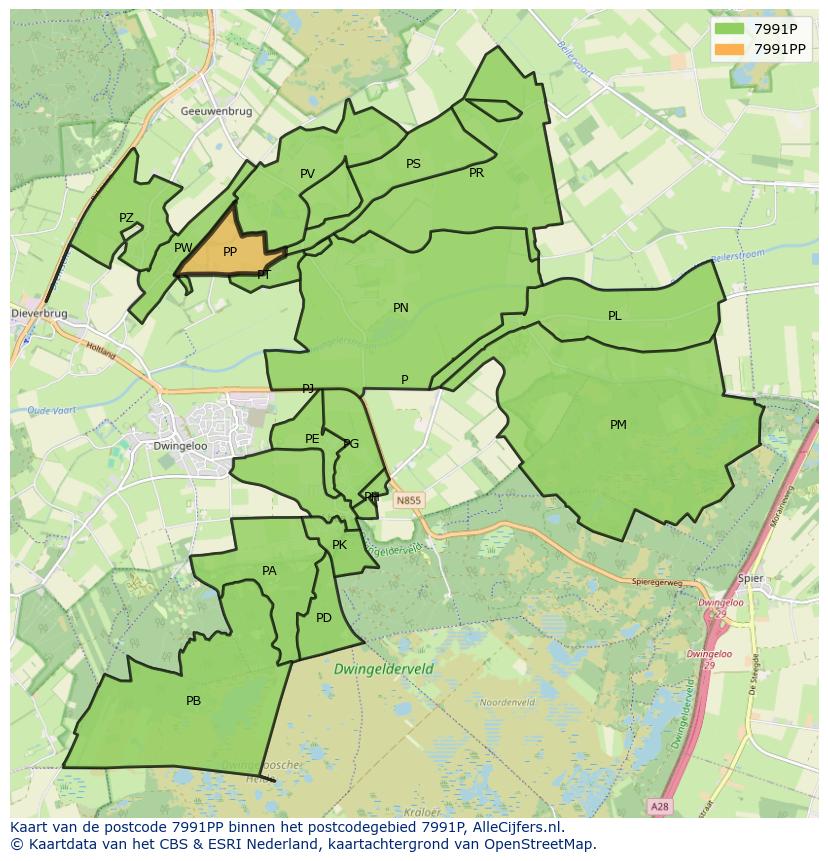 Afbeelding van het postcodegebied 7991 PP op de kaart.