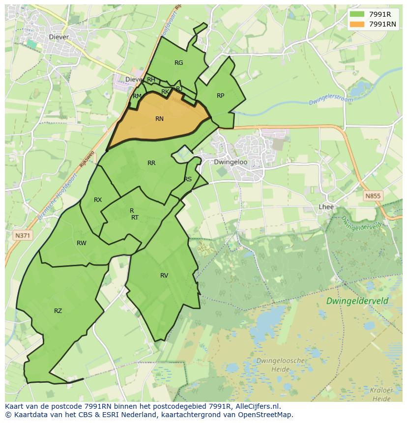 Afbeelding van het postcodegebied 7991 RN op de kaart.