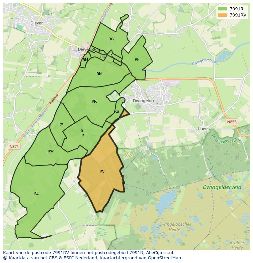 Afbeelding van het postcodegebied 7991 RV op de kaart.